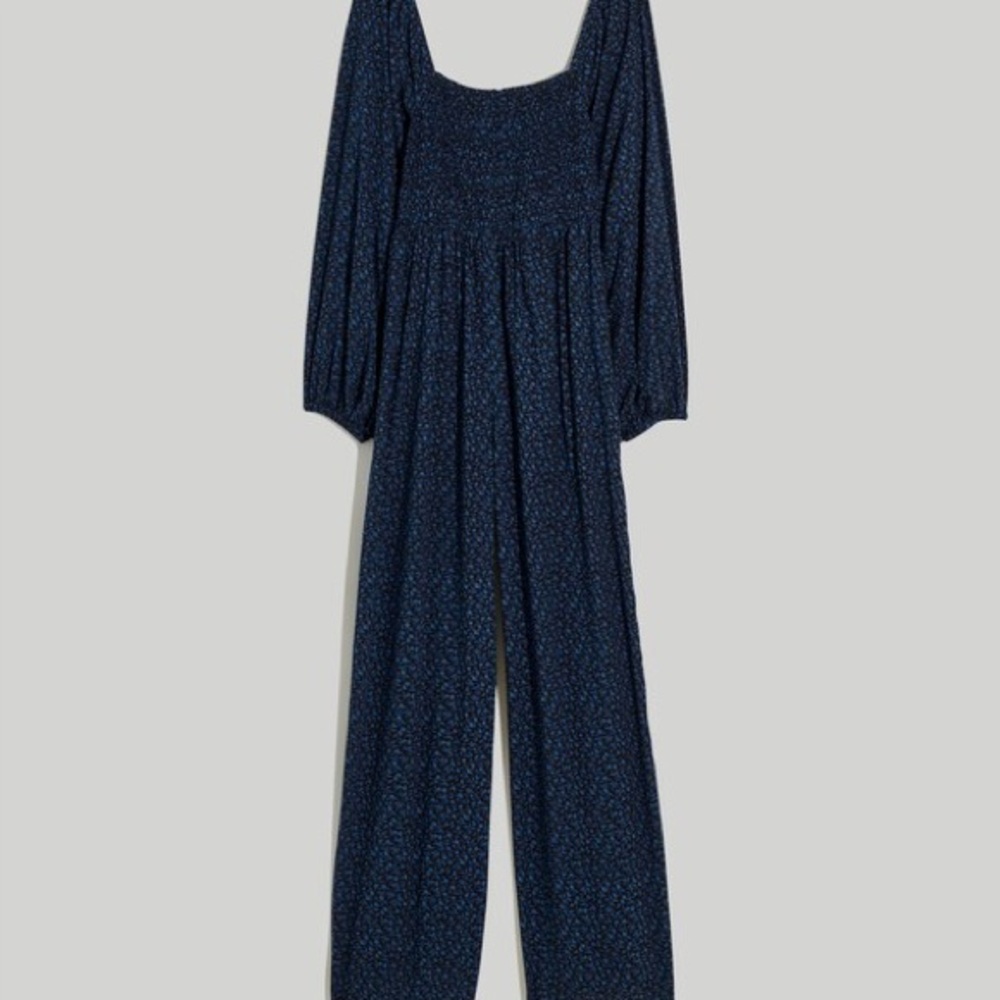MADEWELL Lucie tie back long sleeve jumpsuit in carmine floral - Picture 9 of 9
